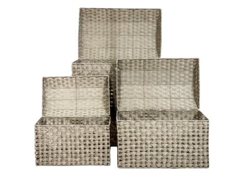 Top-tier Rectangular Grey Resin Straight Storage Trunk Set with Attached Arched Lids